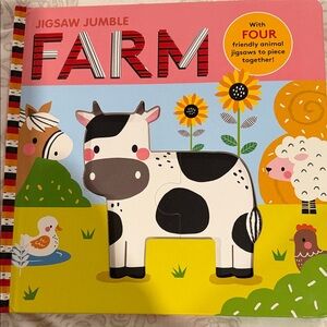 Farm Jigsaw Jumble Puzzle Book - Pink & Yellow Cow Design